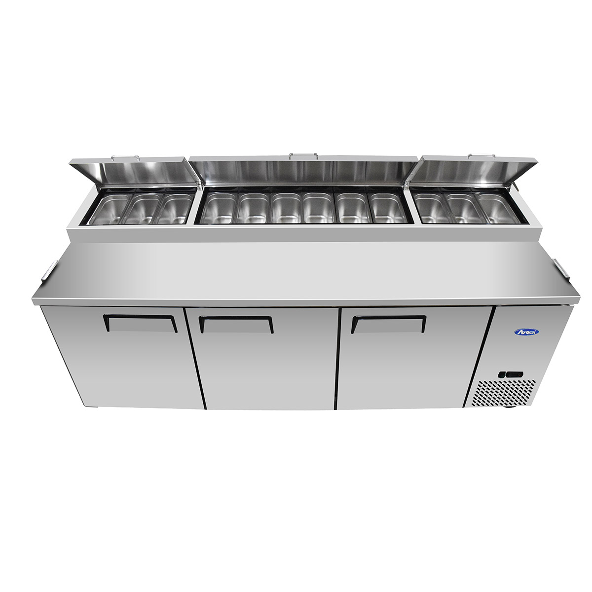 Atosa MPF8203GR 3 Door Refrigeration Preparation Table Including 12x 1/3 GN Pan Option
