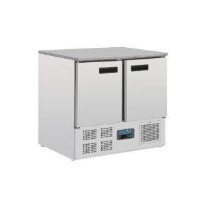 Polar G-Series Double Door Counter Fridge with Granite Work Top 240Ltr
