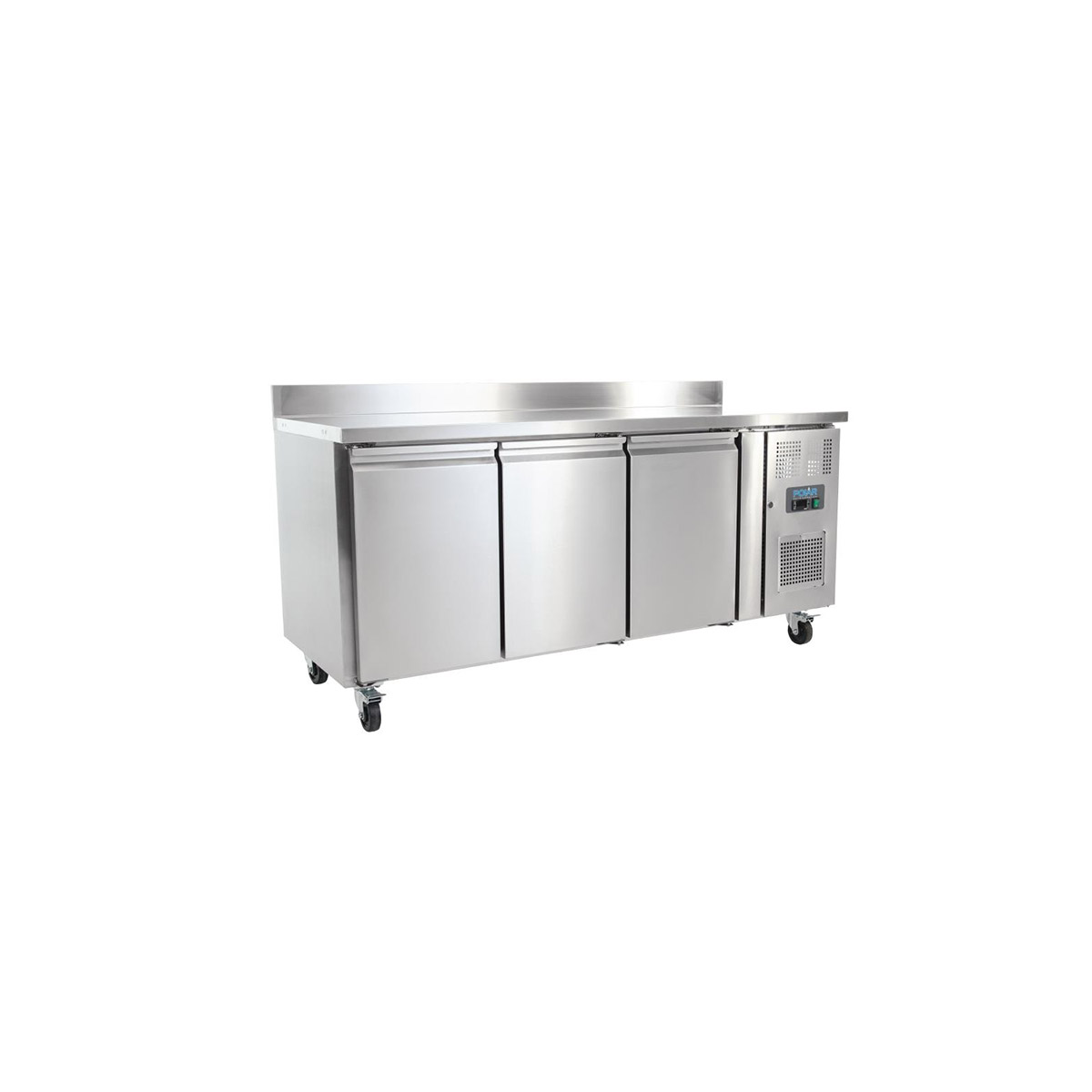 Polar U-Series Triple Door Counter Fridge with Upstand 417Ltr