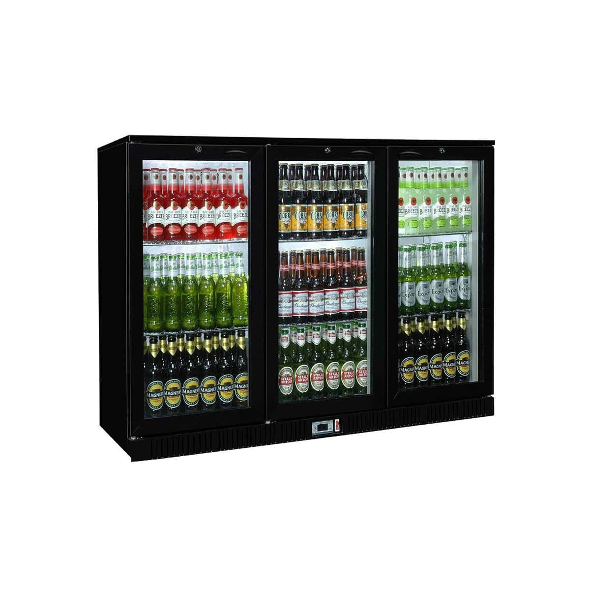 Sterling Pro Green SP3HC-BH Black Triple Door Hinged Bottle Cooler 300 Ltrs / 274 Bottles